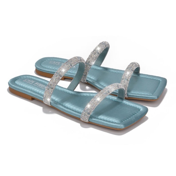 Teal rhinestoned strap sandal - Picture 4 of 6